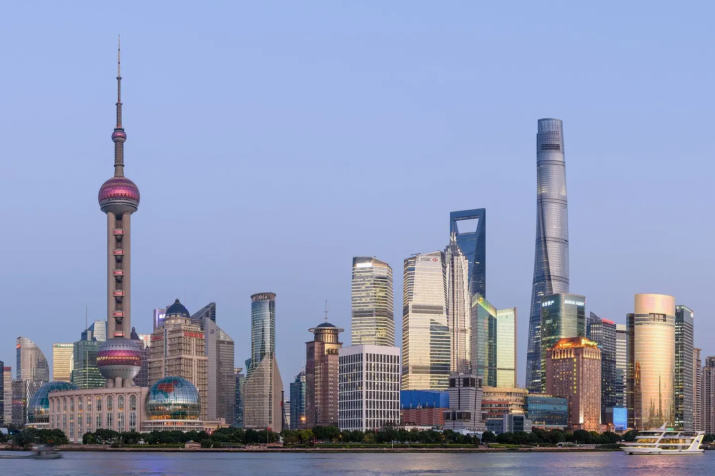 Four-segment panorama of Pudong, Shanghai, China.